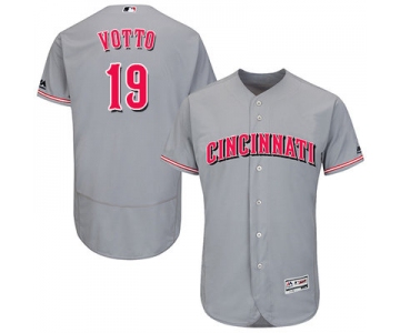 Men's Cincinnati Reds #19 Joey Votto Grey Flexbase Authentic Collection Stitched MLB Jersey