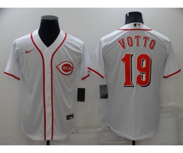 Men's Cincinnati Reds #19 Joey Votto White Stitched MLB Cool Base Nike Jersey