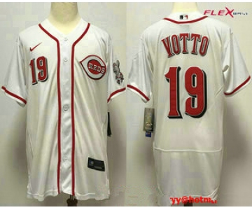 Men's Cincinnati Reds #19 Joey Votto White Stitched MLB Flex Base Nike Jersey