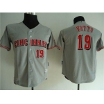 Reds #19 Joey Votto Grey Cool Base Stitched Youth Baseball Jersey