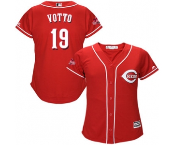 Reds #19 Joey Votto Red Alternate Women's Stitched Baseball Jersey