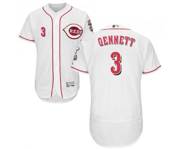 Cincinnati Reds #3 Scooter Gennett White Flexbase Authentic Collection Stitched MLB Jersey