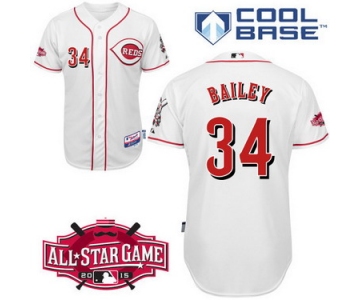 Cincinnati Reds #34 Homer Bailey 2015 All-Star Patch White Jersey