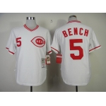 Cincinnati Reds #5 Johnny Bench 1975 White Throwback jersey