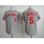 Cincinnati Reds #5 Johnny Bench 1976 Gray Throwback Jersey