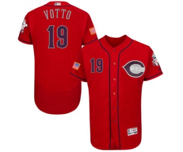 Men's Cincinnati Cincinnati Reds Joey Votto Majestic Fashion Stars & Stripes FlexBase Player Jersey - Scarlet