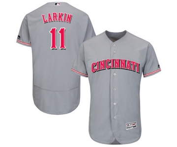 Men's Cincinnati Reds #11 Barry Larkin Grey Flexbase Authentic Collection Stitched MLB Jersey