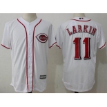 Men's Cincinnati Reds #11 Barry Larkin Retired White Cool Base Stitched MLB Jersey