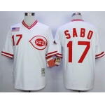 Men's Cincinnati Reds #17 Chris Sabo White 1990 Throwback Jersey