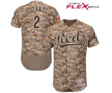 Men's Cincinnati Reds #2 Zack Cozart Camo Stitched MLB Majestic Flex Base Jersey