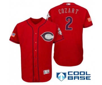 Men's Cincinnati Reds #2 Zack Cozart Red Stars & Stripes Fashion Independence Day Stitched MLB Majestic Cool Base Jersey