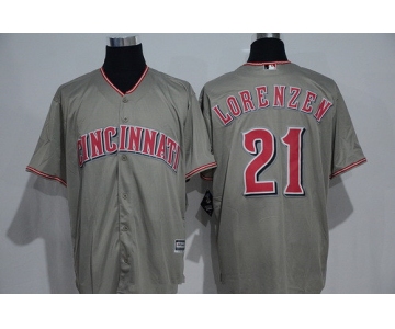 Men's Cincinnati Reds #21 Michael Lorenzen Gray Road Stitched MLB Majestic Cool Base Jersey