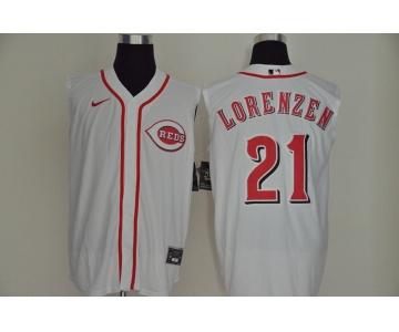 Men's Cincinnati Reds #21 Michael Lorenzen White 2020 Cool and Refreshing Sleeveless Fan Stitched MLB Nike Jersey