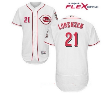 Men's Cincinnati Reds #21 Michael Lorenzen White Home Stitched MLB Majestic Flex Base Jersey