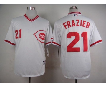 Men's Cincinnati Reds #21 Todd Frazier 1990 White Pullover Jersey