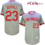 Men's Cincinnati Reds #23 Adam Duvall Gray Pullover Stitched MLB Majestic Flex Base Jersey