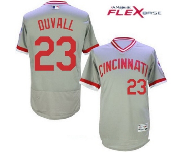 Men's Cincinnati Reds #23 Adam Duvall Gray Pullover Stitched MLB Majestic Flex Base Jersey