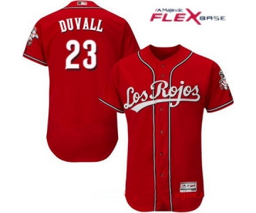 Men's Cincinnati Reds #23 Adam Duvall Los Rojos Red Stitched MLB Majestic Flex Base Jersey