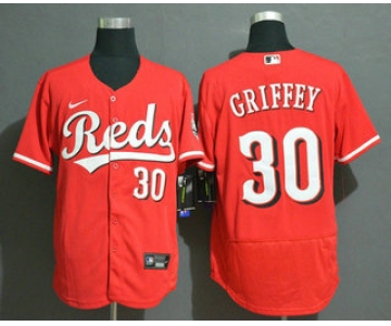 Men's Cincinnati Reds #30 Ken Griffey Jr Red Stitched MLB Flex Base Nike Jersey