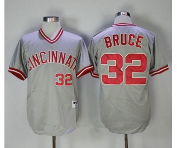 Men's Cincinnati Reds #32 Jay Bruce Gray Pullover 2013 Cooperstown Collection Stitched MLB Majestic Jersey