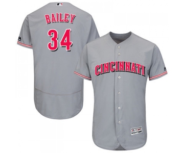 Men's Cincinnati Reds #34 Homer Bailey Grey Flexbase Authentic Collection Stitched MLB Jersey