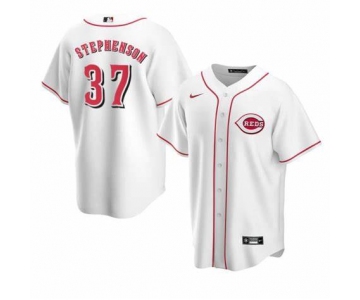 Men's Cincinnati Reds #37 Tyler Stephenson White Stitched MLB Cool Base Nike Jersey