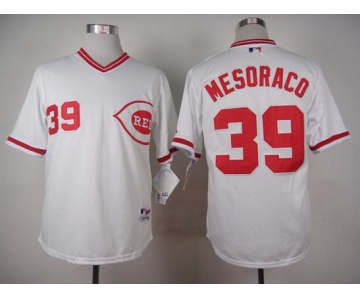 Men's Cincinnati Reds #39 Devin Mesoraco 1990 White Pullover Jersey