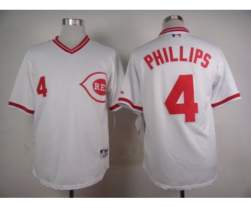 Men's Cincinnati Reds #4 Brandon Phillips 1990 White Pullover Jersey