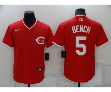 Men's Cincinnati Reds #5 Johnny Bench Red Pullover Throwback Nike Jersey