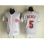 Men's Cincinnati Reds #5 Johnny Bench Retired White 2016 Flexbase Majestic Baseball Jersey