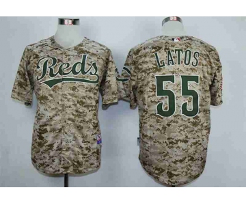 Men's Cincinnati Reds #55 Mat Latos Camo Cool Base Jersey