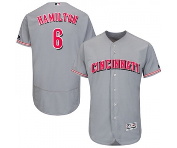 Men's Cincinnati Reds #6 Billy Hamilton Grey Flexbase Authentic Collection Stitched MLB Jersey