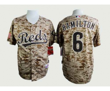 Men's Cincinnati Reds #6 Josh Hamilton 2014 Camo Jersey