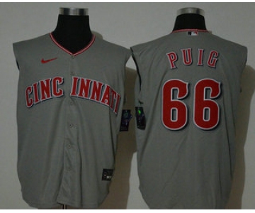 Men's Cincinnati Reds #66 Yasiel Puig Gray 2020 Cool and Refreshing Sleeveless Fan Stitched MLB Nike Jersey