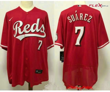 Men's Cincinnati Reds #7 Eugenio Suarez Red Stitched MLB Flex Base Nike Jersey