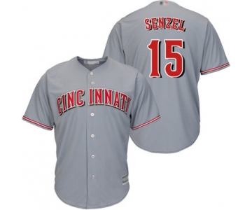 Reds #15 Nick Senzel Grey New Cool Base Stitched Baseball Jersey