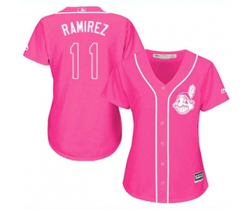 Indians #11 Jose Ramirez Pink Fashion Women's Stitched Baseball Jersey