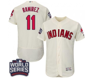 Men's Cleveland Indians #11 Jose Ramirez Cream Flexbase Authentic Collection 2016 World Series Bound Stitched MLB Jersey