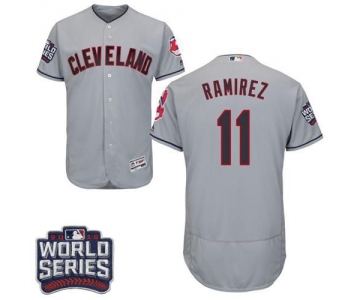 Men's Cleveland Indians #11 Jose Ramirez Grey Flexbase Authentic Collection 2016 World Series Bound Stitched MLB Jersey