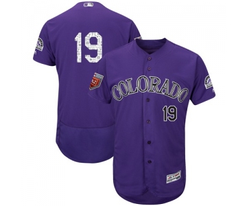 Colorado Rockies #19 Charlie Blackmon Purple 2018 Spring Training Authentic Flex Base Stitched MLB Jersey