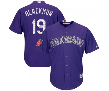 Colorado Rockies #19 Charlie Blackmon Purple 2018 Spring Training Cool Base Stitched MLB Jersey