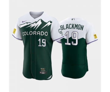 Men's Colorado Rockies #19 Charlie Blackmon 2022 Green City Connect Flex Base Stitched Jersey