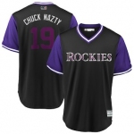 Men's Colorado Rockies 19 Charlie Blackmon Chuck Nazty Majestic Black 2018 Players' Weekend Cool Base Jersey