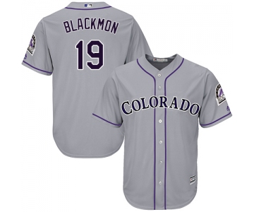 Men's Colorado Rockies 19 Charlie Blackmon Gray Cool Base Jersey