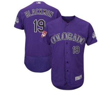 Men's Colorado Rockies 19 Charlie Blackmon Majestic Purple 2019 Spring Training Flex Base Player Jersey