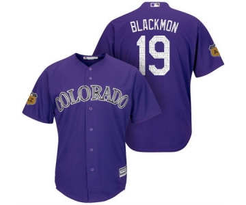 Men's Colorado Rockies #19 Charlie Blackmon Purple 2017 Spring Training Stitched MLB Majestic Cool Base Jersey