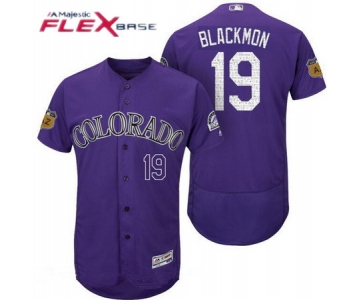 Men's Colorado Rockies #19 Charlie Blackmon Purple 2017 Spring Training Stitched MLB Majestic Flex Base Jersey