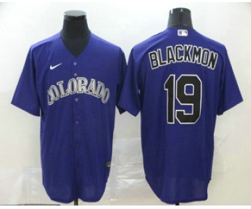 Men's Colorado Rockies #19 Charlie Blackmon Purple Stitched MLB Cool Base Nike Jersey