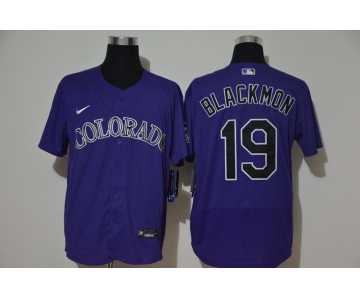 Men's Colorado Rockies #19 Charlie Blackmon Purple Stitched MLB Flex Base Nike Jersey