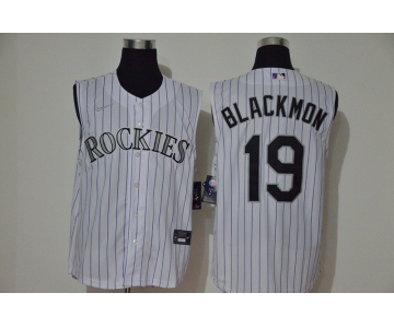 Men's Colorado Rockies #19 Charlie Blackmon White 2020 Cool and Refreshing Sleeveless Fan Stitched MLB Nike Jersey